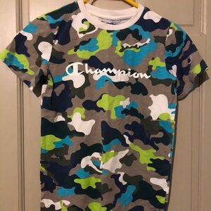 Champion Kids Camo T-Shirt - Blue, Green, Gray